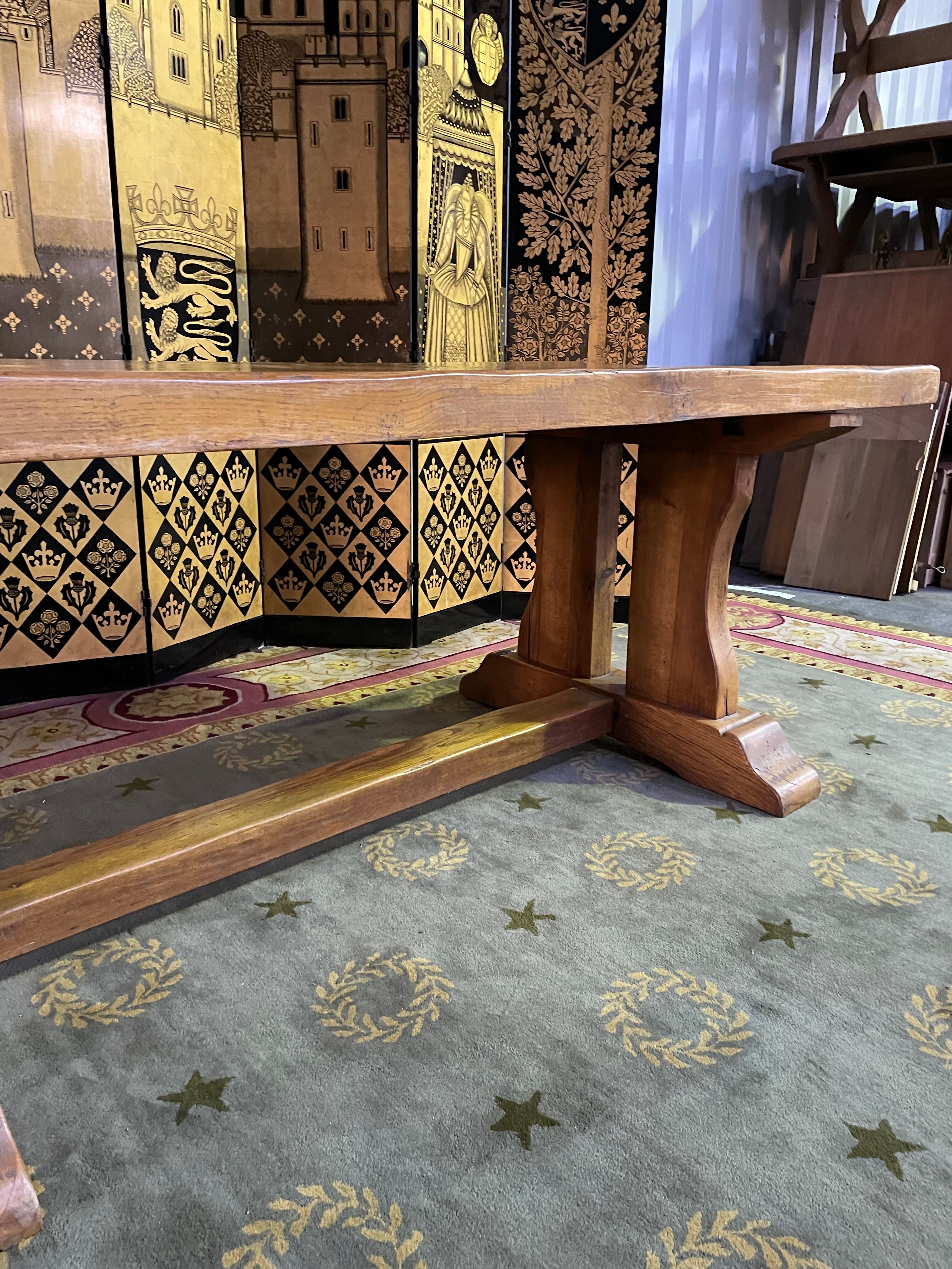 Oak monastery table with 2 extensions