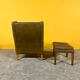 Fauteuil en cuir vintage danois à dossier haut années 1960