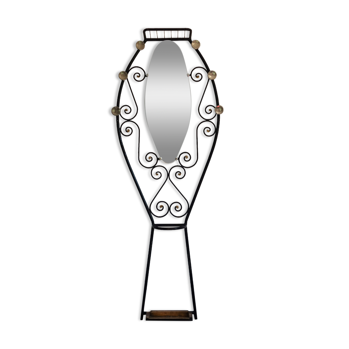 Vintage iron coat rack with mirror