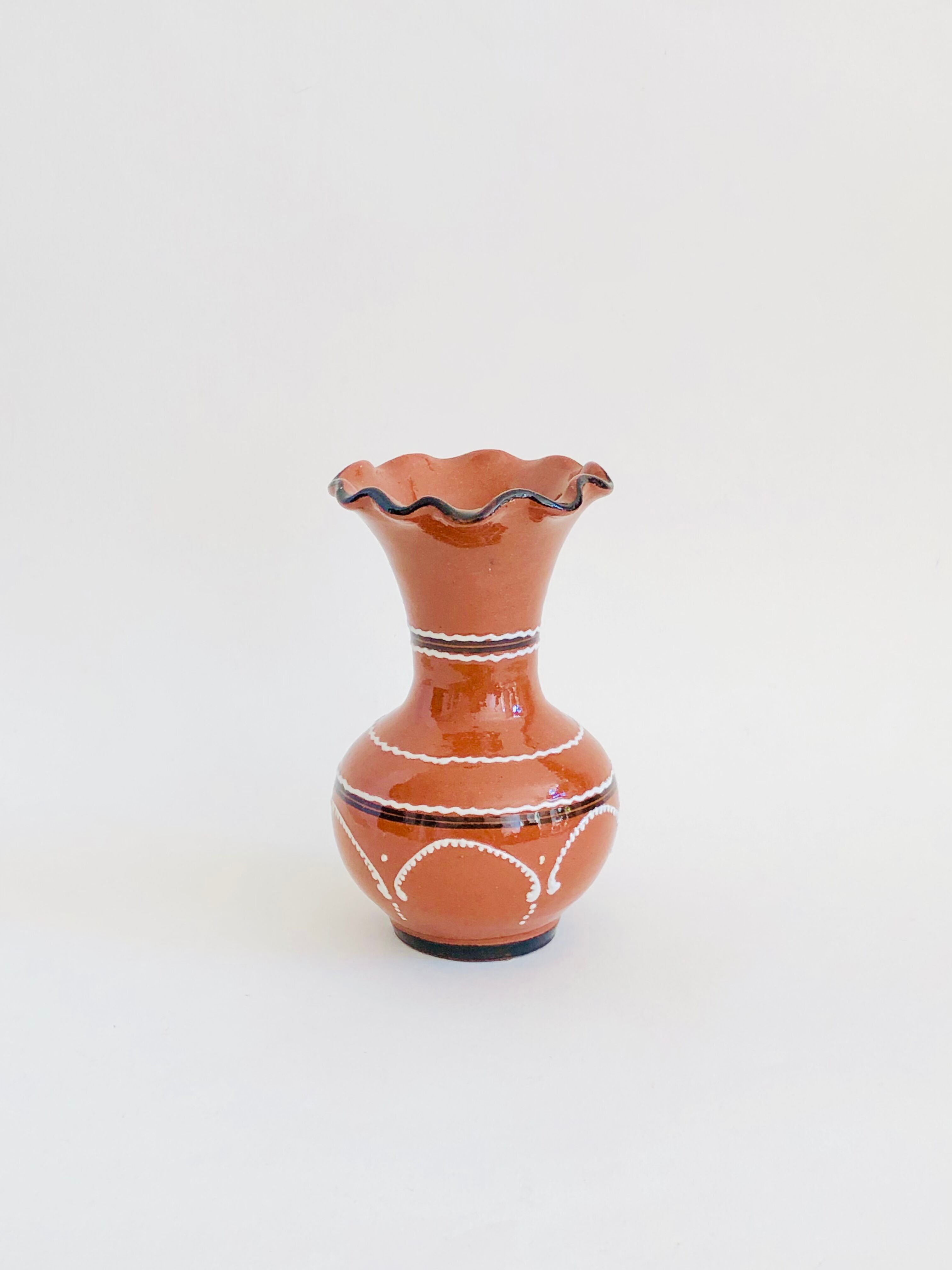 Enamelled terracotta vase