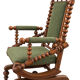 Chaise berçante victorienne antique avec mécanisme à ressort, c. 188