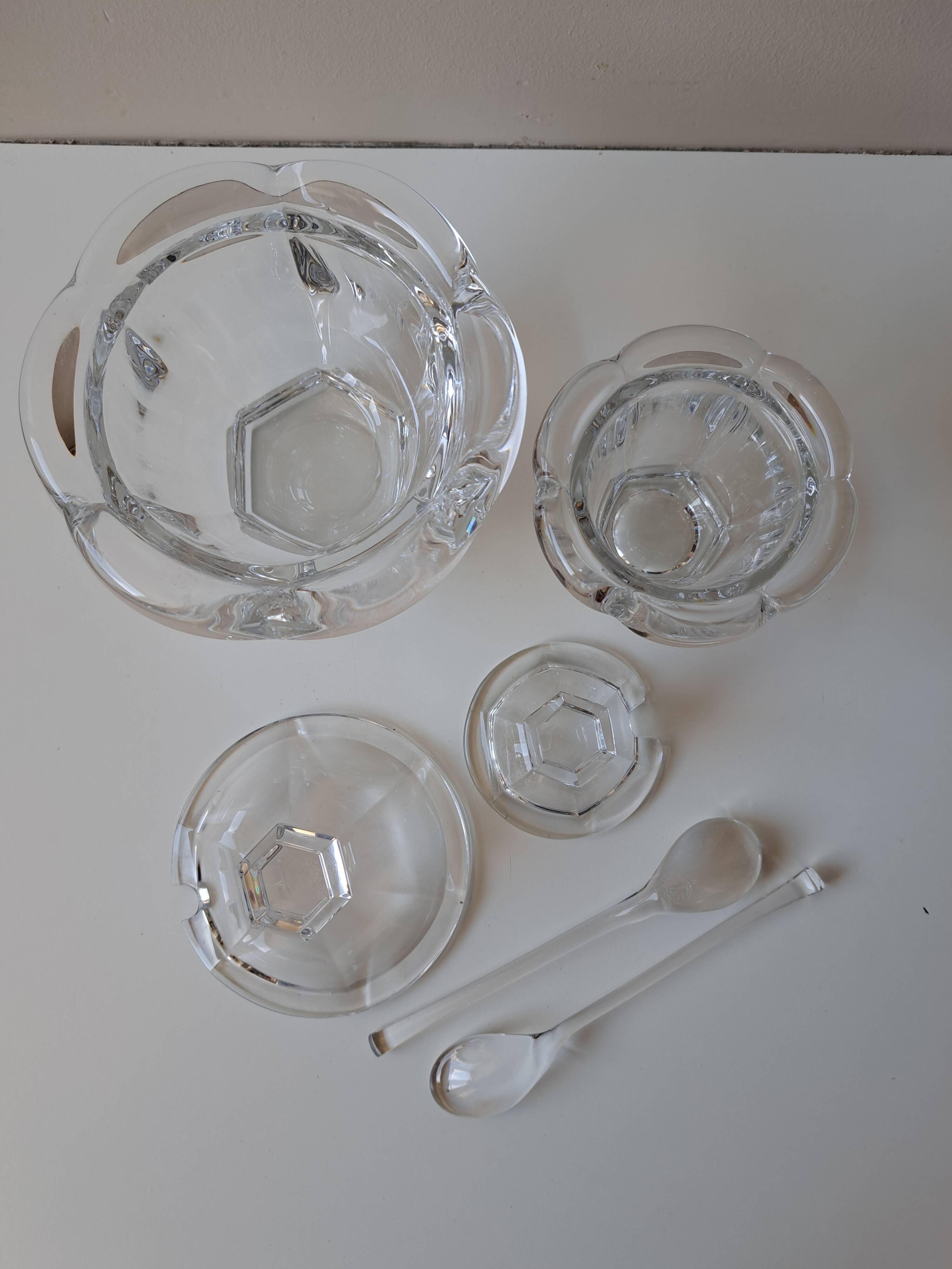 Set of a Harcourt Baccarat mustard and sugar bowl