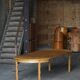 Mid-century round oak dining table with three extensions, Danish modern, 1960s.