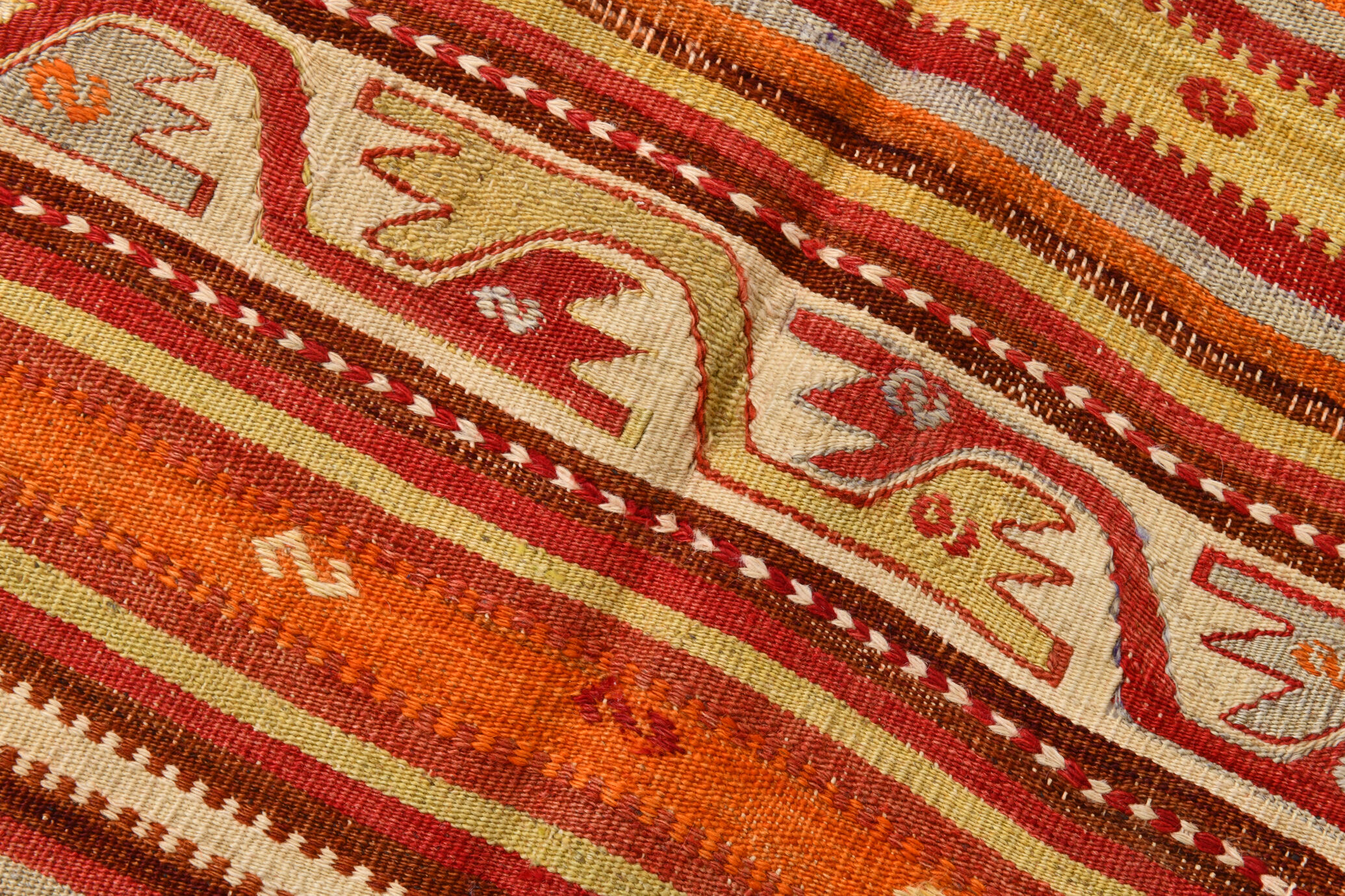 158x390Cm Peach & Red Handmade Kilim Rug