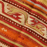 158x390Cm Peach & Red Handmade Kilim Rug