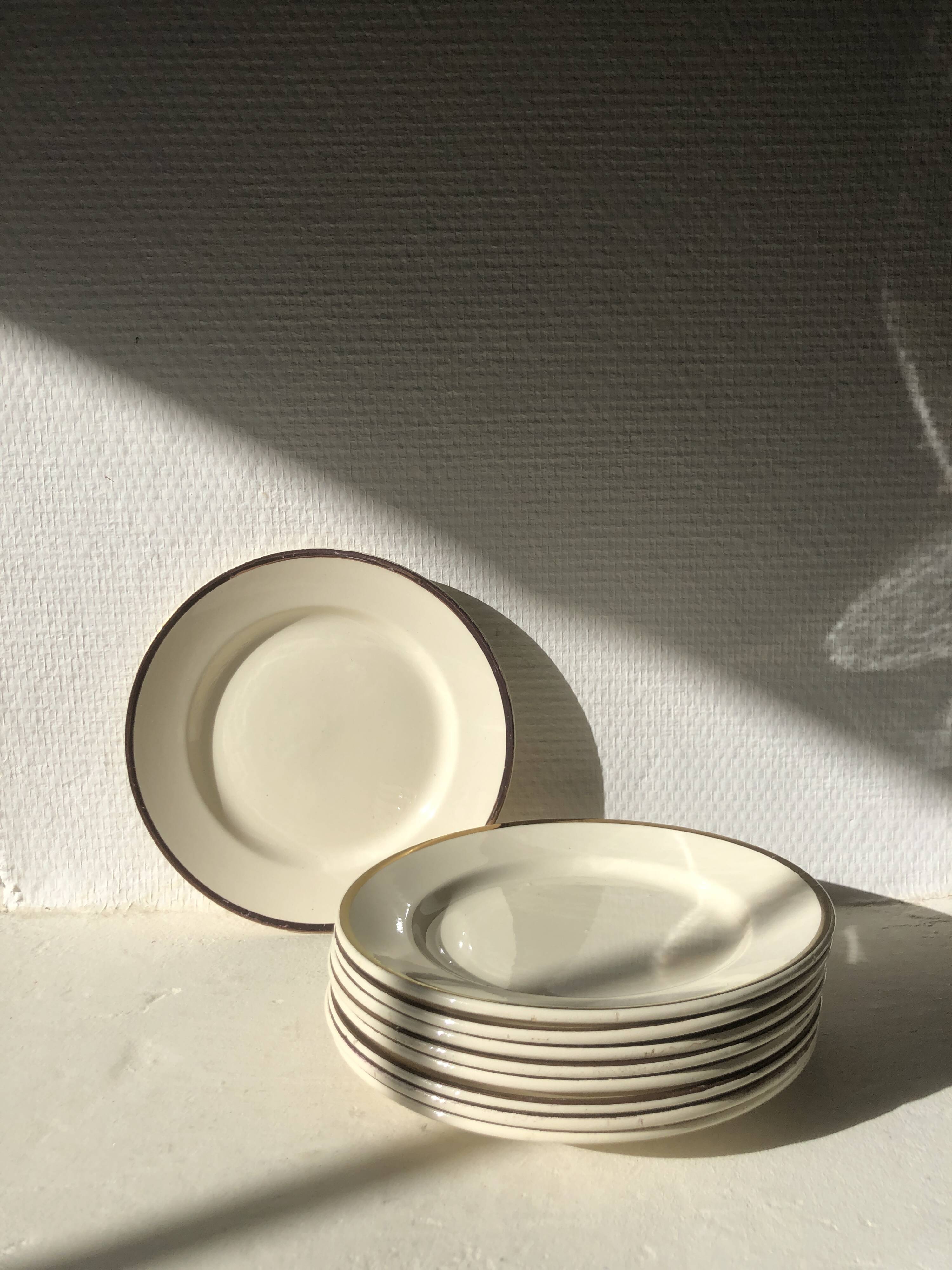 Set of 9 Badonviller dessert plates