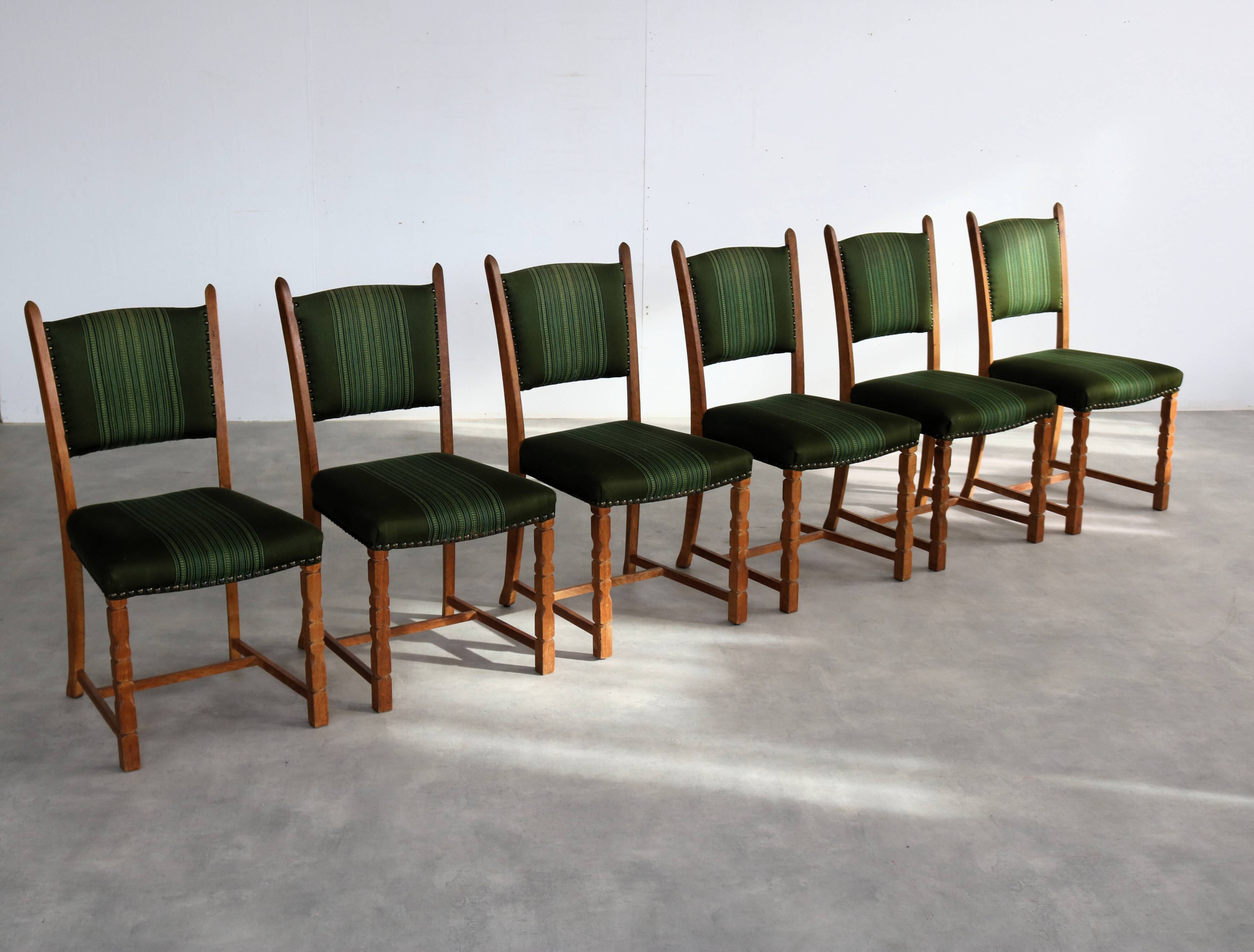 6 Danish Brutalist Dining Chairs