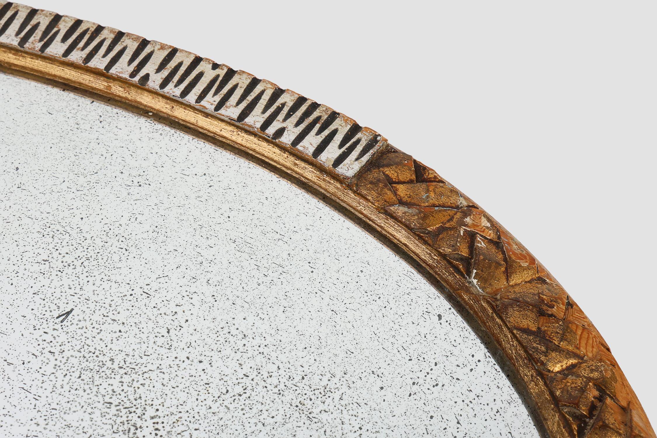 Large French Art Deco gilded and silvered Oval Mirror, ca. 1910