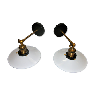 Pair of industrial-style metal wall light