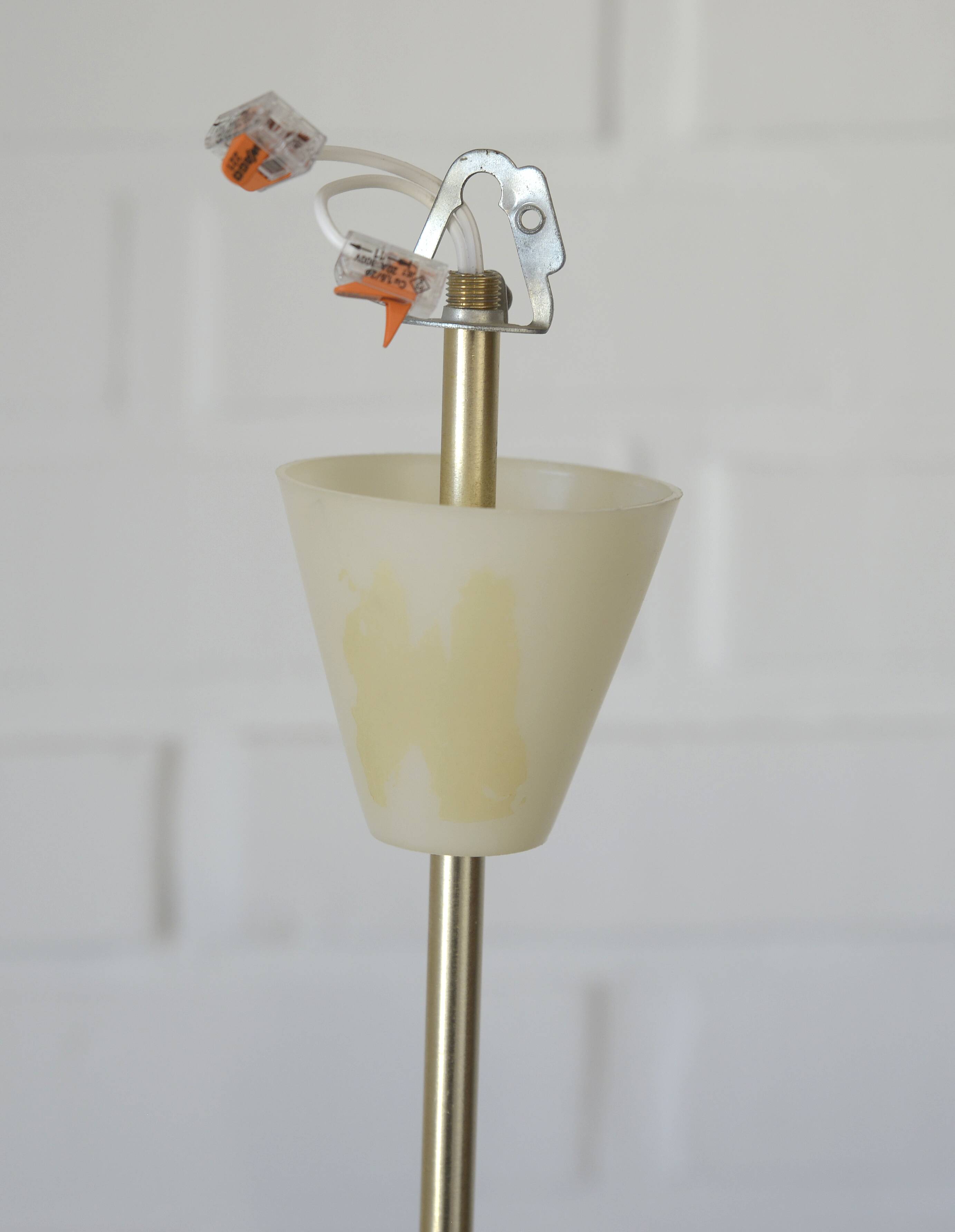 Vintage Beige Pendant Light / Retro Kitchen 1950 / Mid Century Glass Lamp