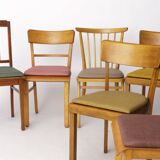 Lot de 6 chaises de salle à manger allemandes vintage, années 1950-1960 | Structure en hêtre