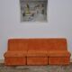 Orange corduroy Modular sofa from the 70's, 3 pieces