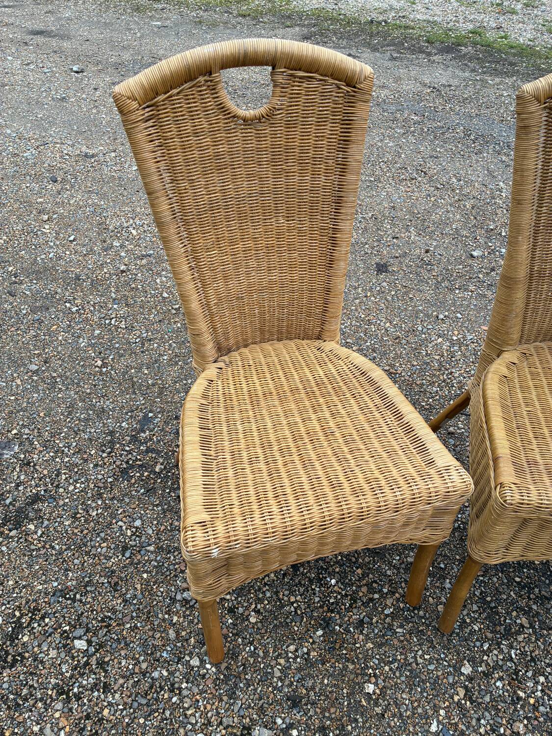 3 rattan and bamboo chairs