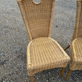 3 rattan and bamboo chairs