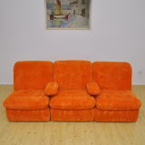 Orange corduroy modular sofa, 1970s.
