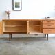 Enfilade par Uniflex en teck & cuir 183 cm