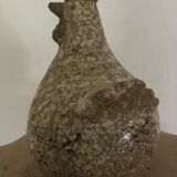 Poule in cracked and enamelled ceramic signed athezza