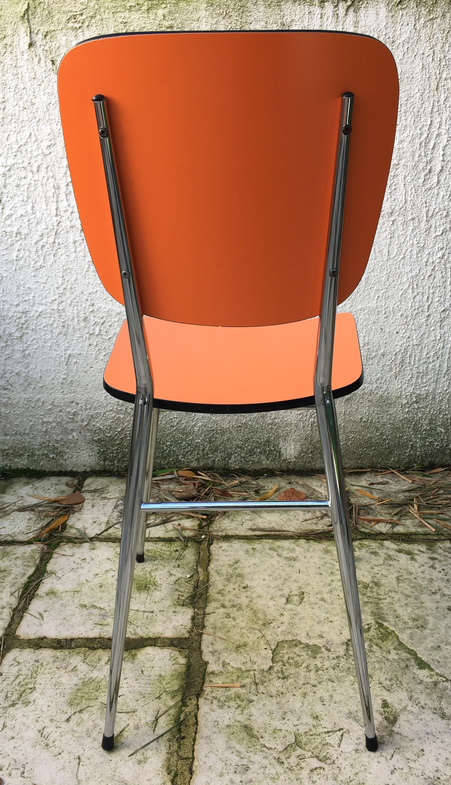Set of 6 vintage orange formica chairs, 70s