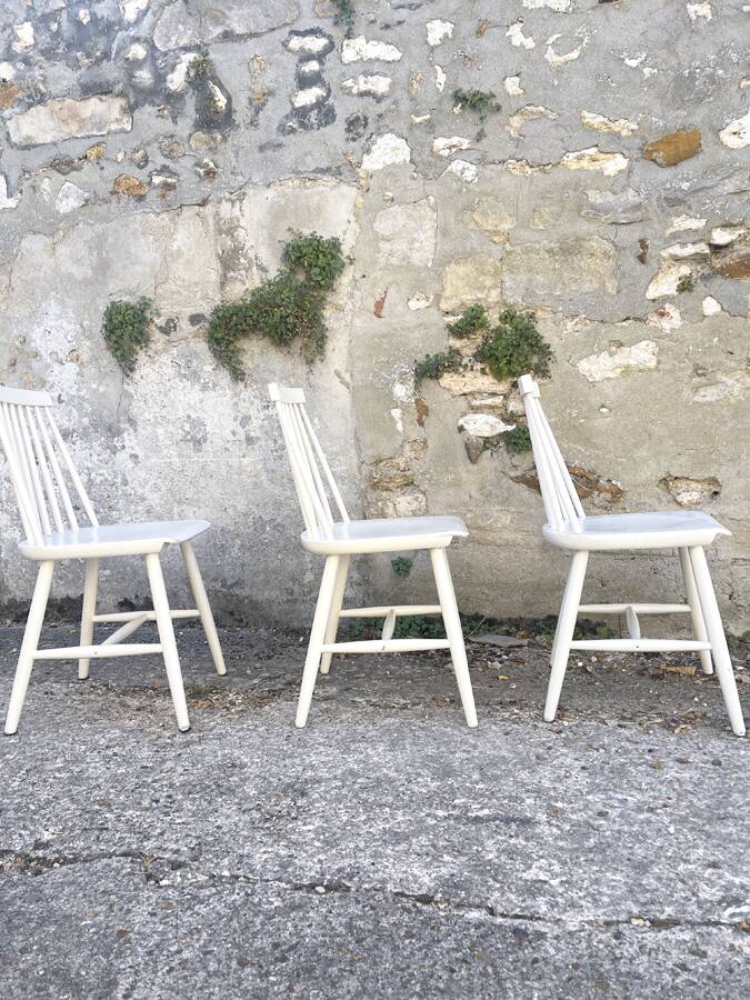 3 IKEA slatted chairs, 1960