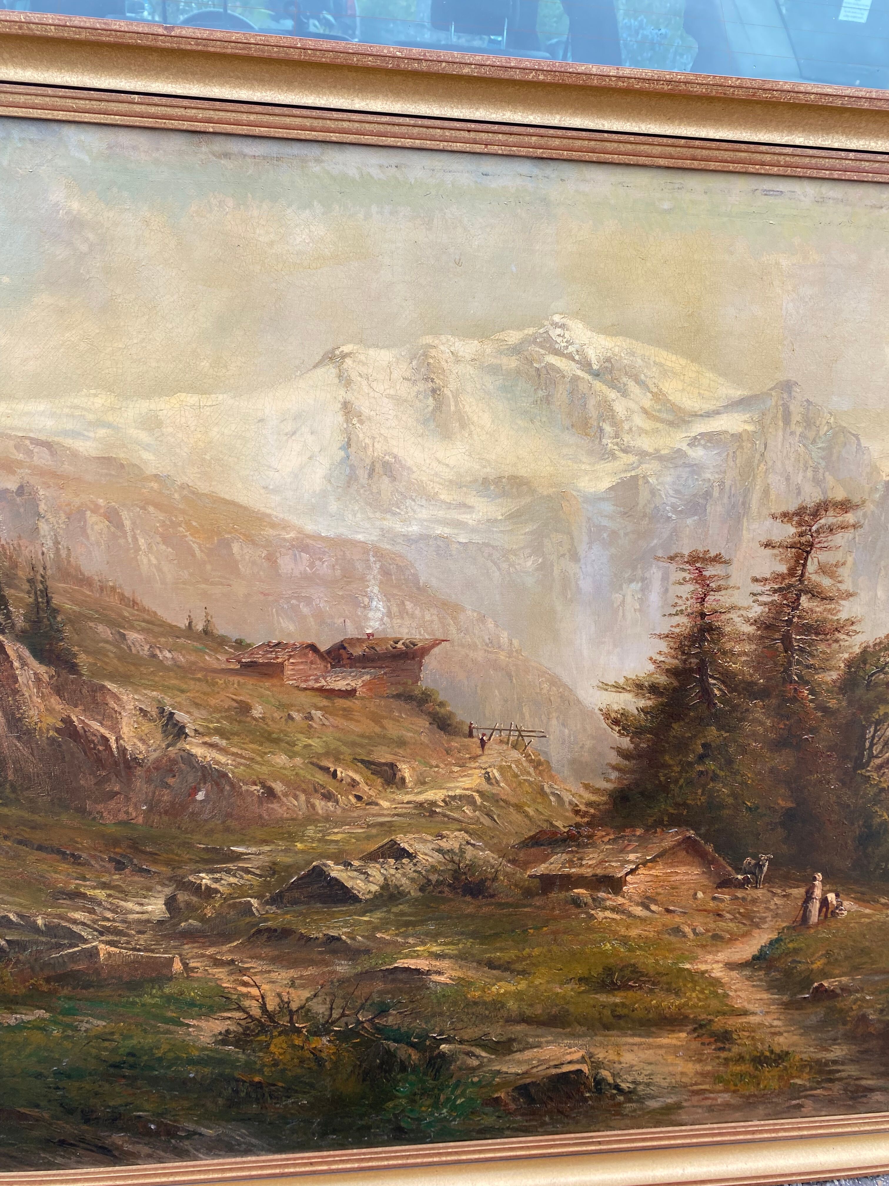 Oil on canvas "mountain landscape" signed L. Reignier 1888