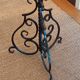 Black twisted iron lampstand with scrolled tripod base 1950/1960