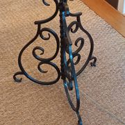 Black twisted iron lampstand with scrolled tripod base 1950/1960