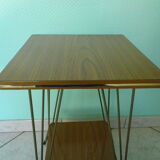 Formica side shelf, 2 shelves, gold metal - 60s