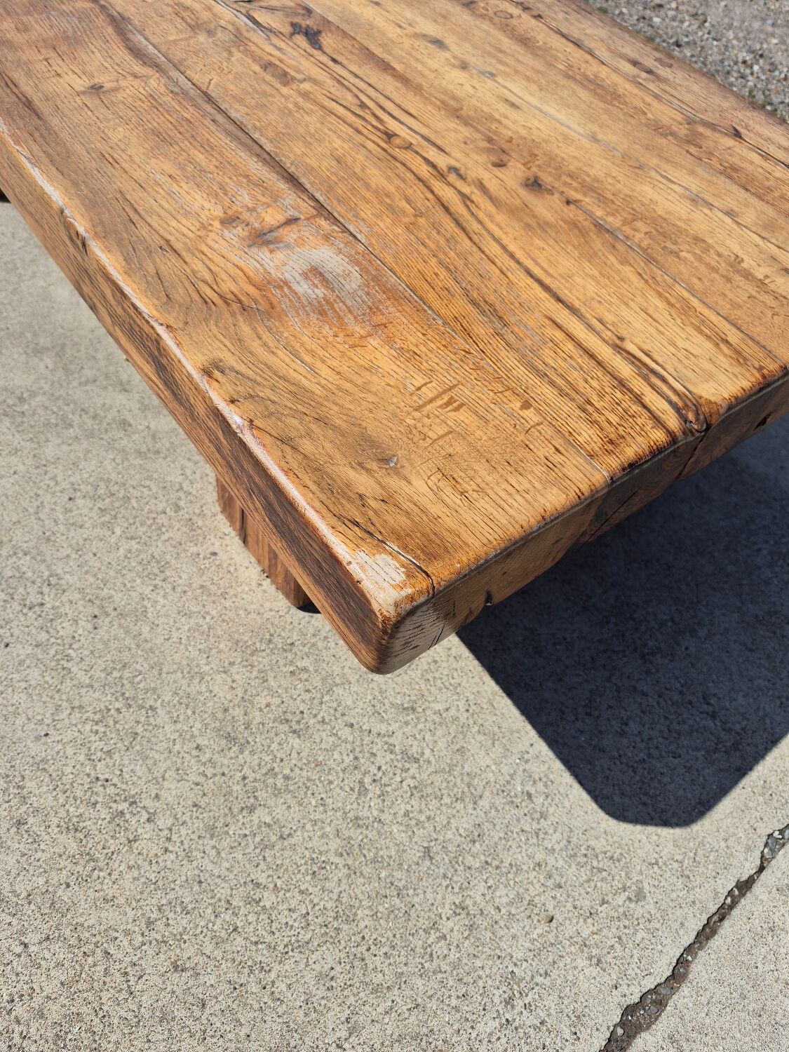 150 cm vintage solid oak rustic brutalist wabi sabi beam coffee table
