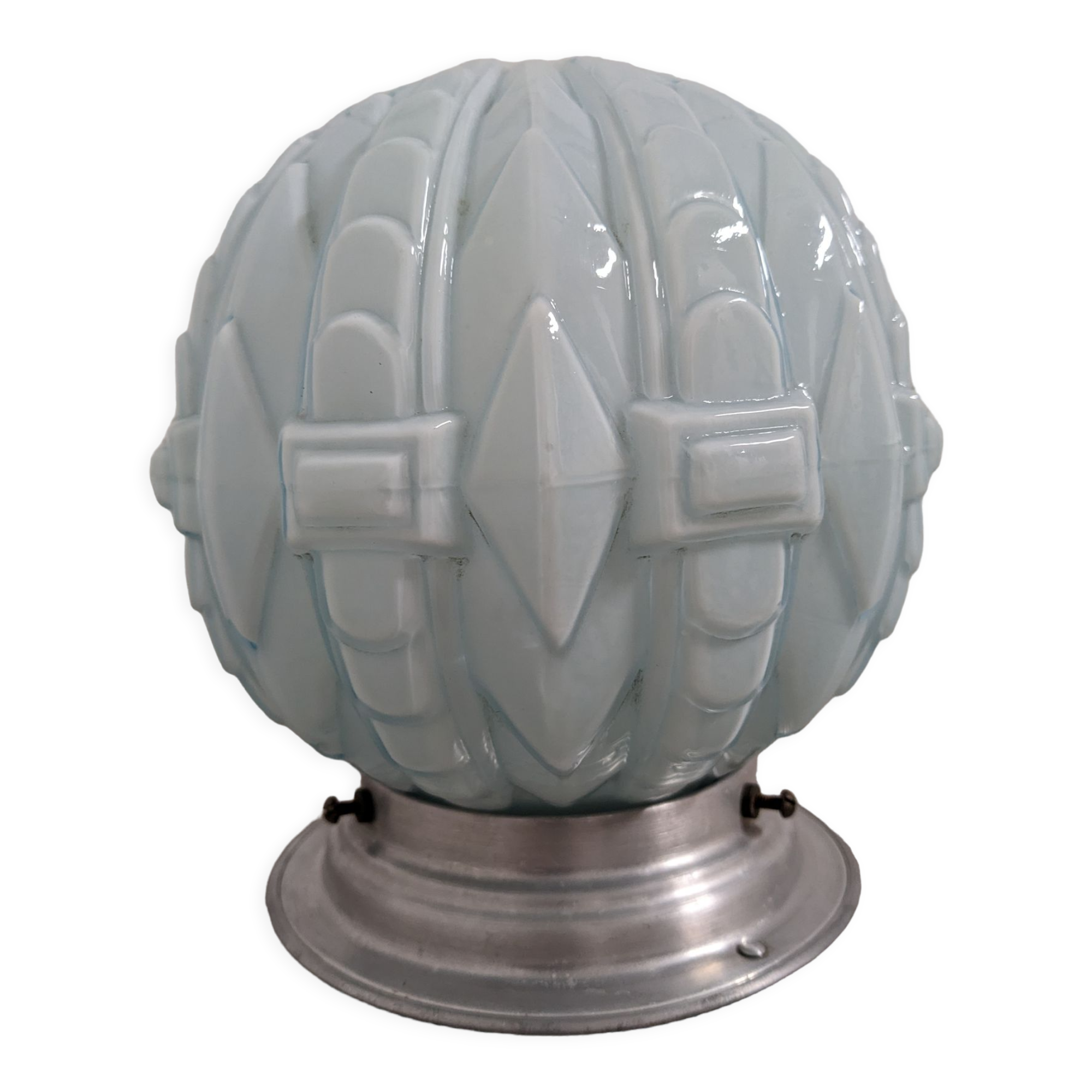 Art Deco ceiling lamp in blue opaline circa 1930