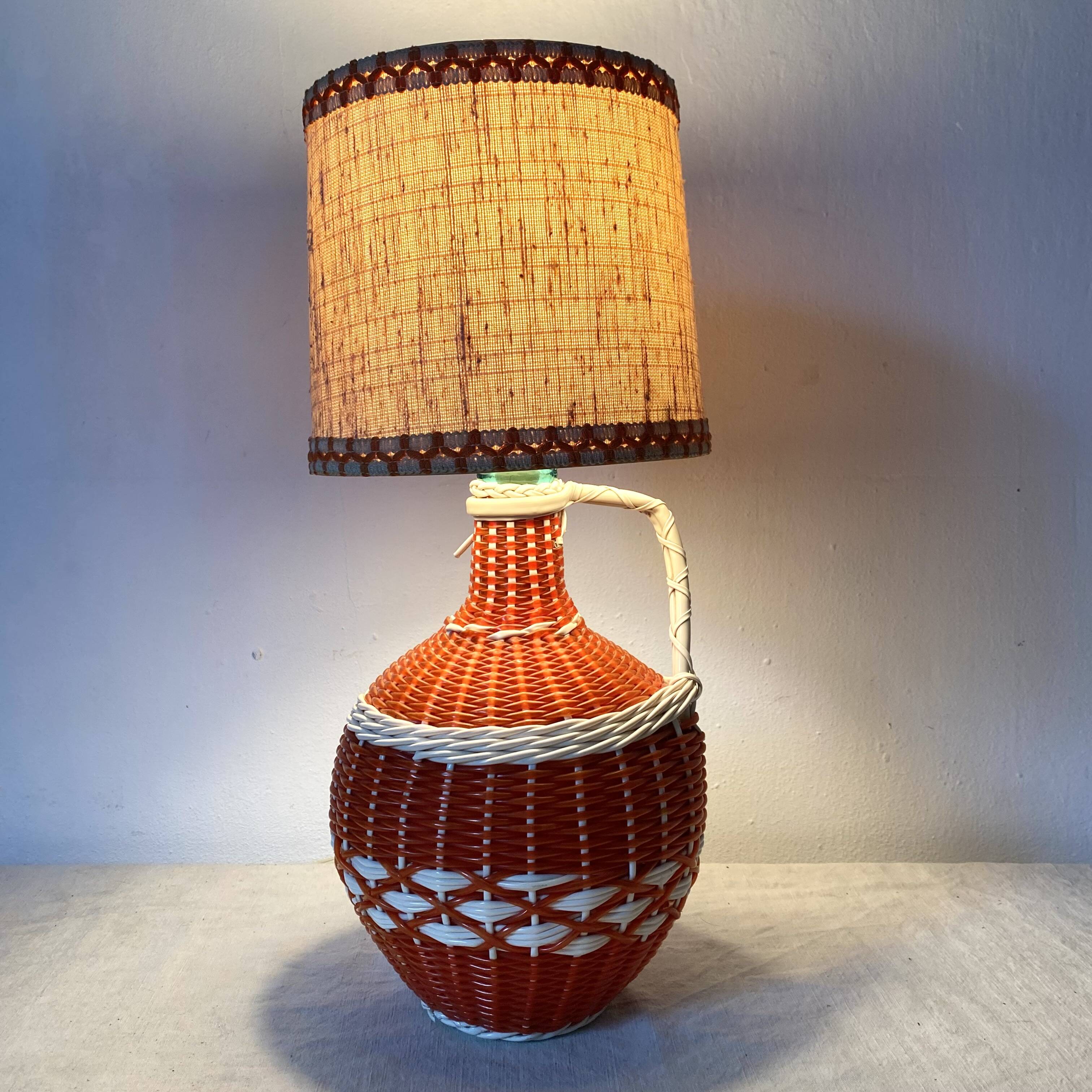 Vintage scoubidou bottle lamp, 1960s