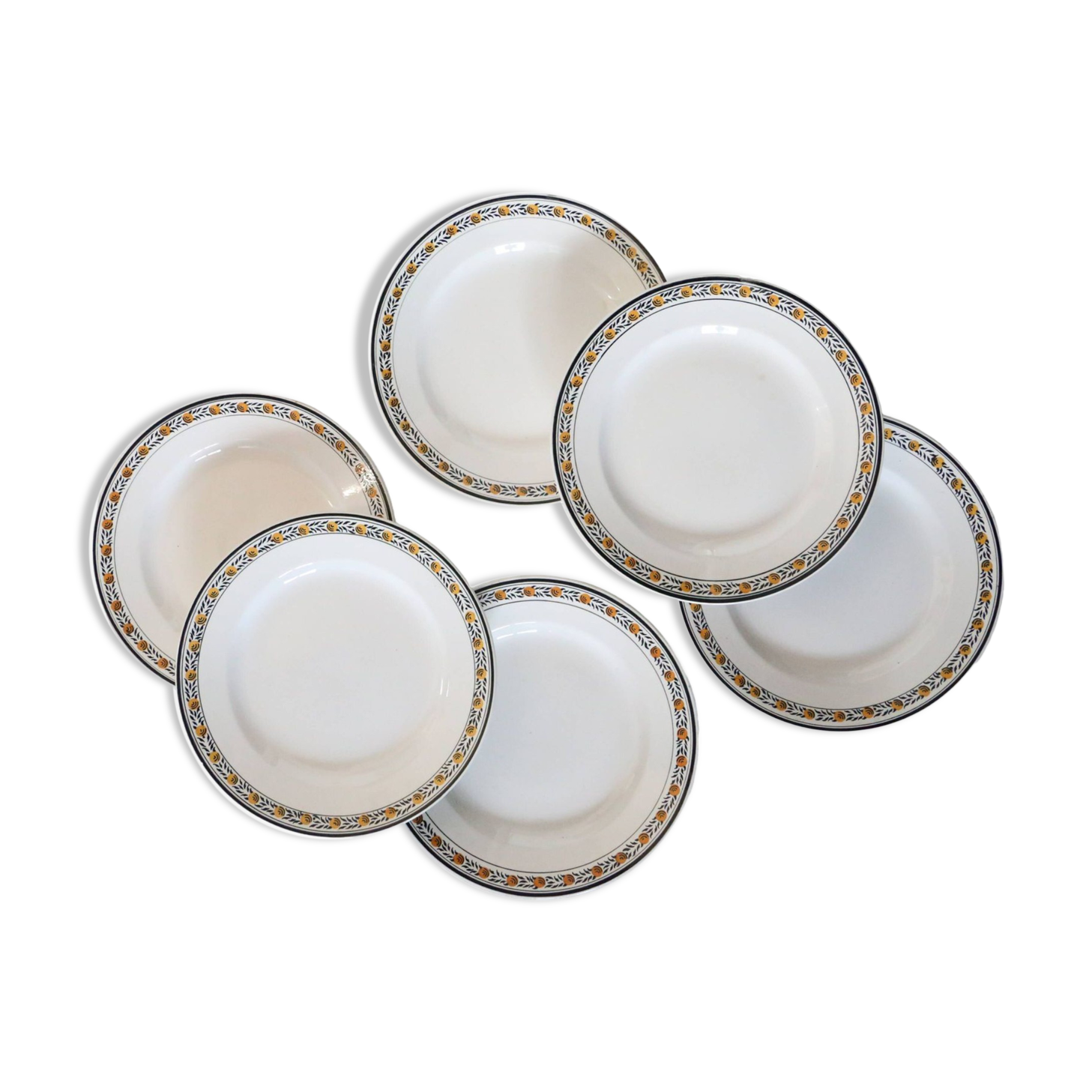 Set of 6 dinner plates, Digoin Sarreguemines, Valence model