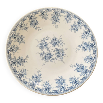 10 assiettes plates en porcelaine bucoliques bleues « fleuris »
