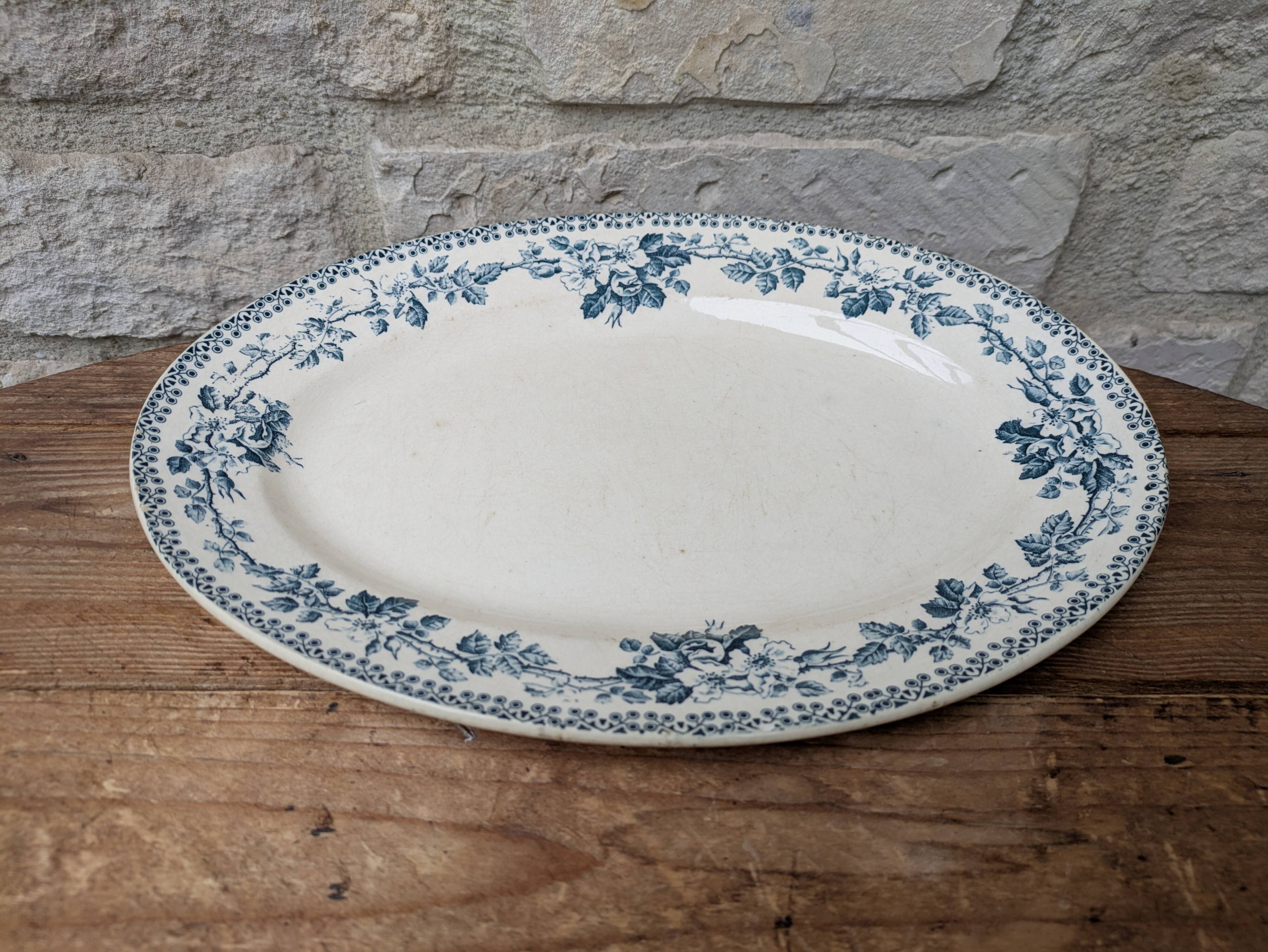 Old oval ironstone serving dish from Debray, Guadeloupe service