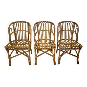 3 chaises vintage en - rotin