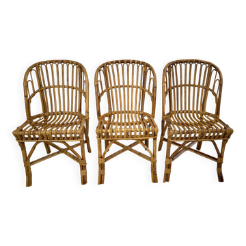 3 vintage rattan chairs