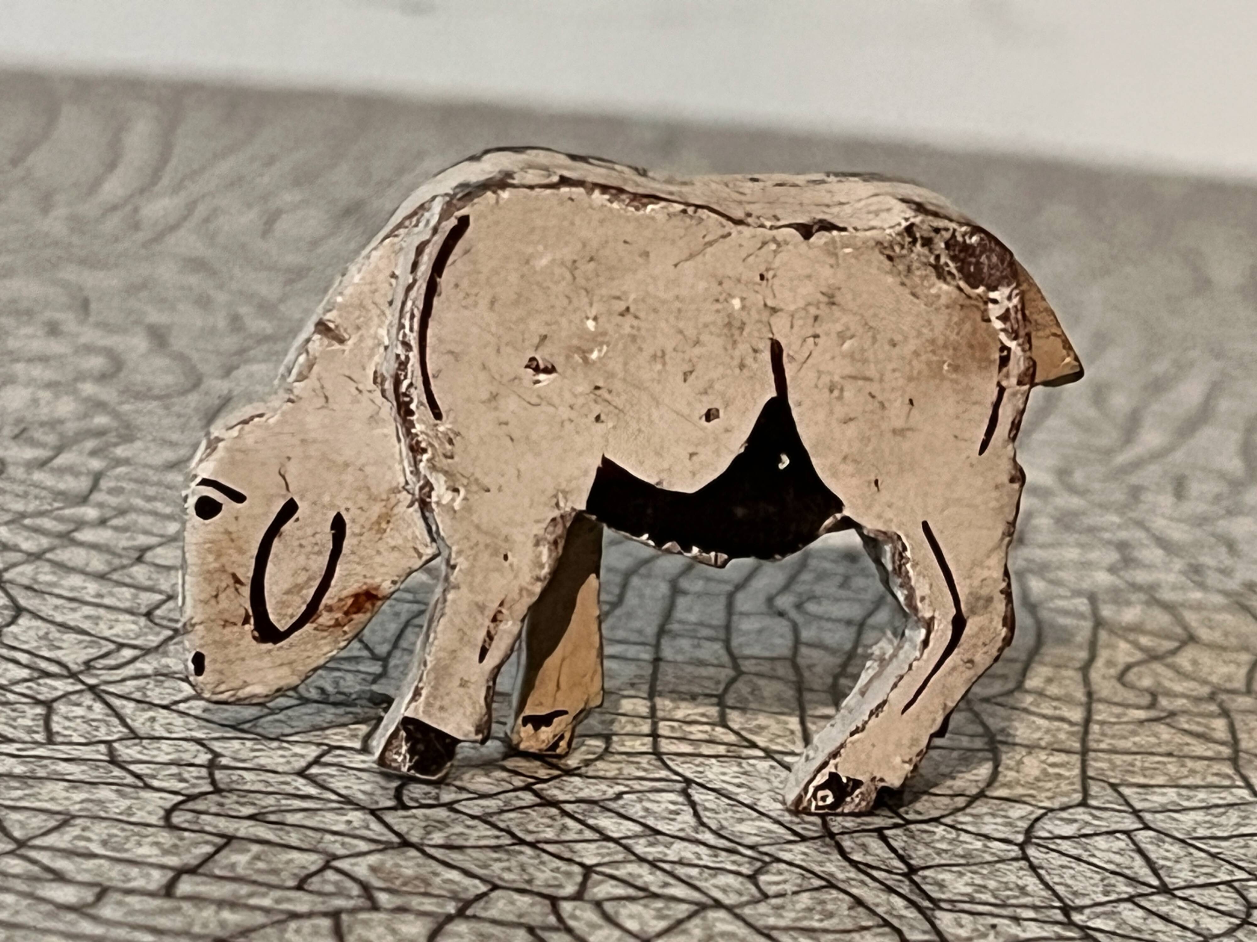 Wooden sheep, farm animals, antique toy