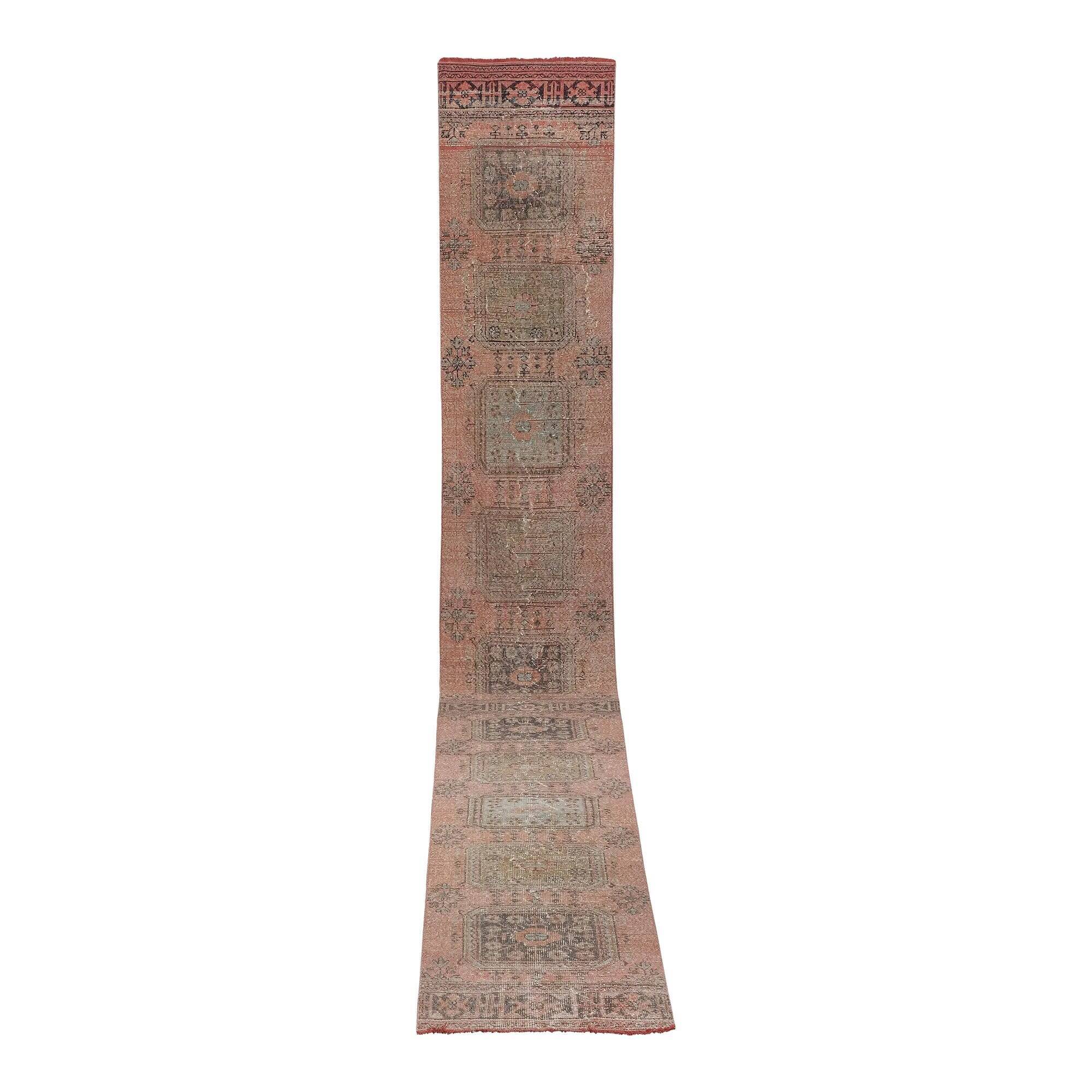 Vintage Turkish hallway rug 85x683 cm