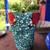 Vase fat lava year 60/70 orange and turquoise