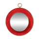 Witch's eye mirror in brass and red velvet
