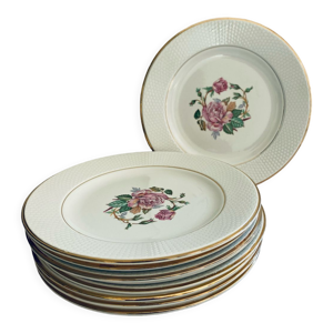 assiettes plates fleuris