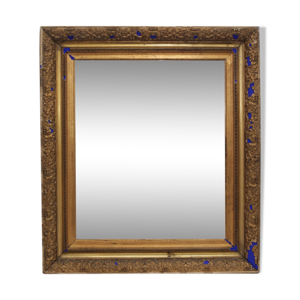 Miroir ancien doré à - bleu