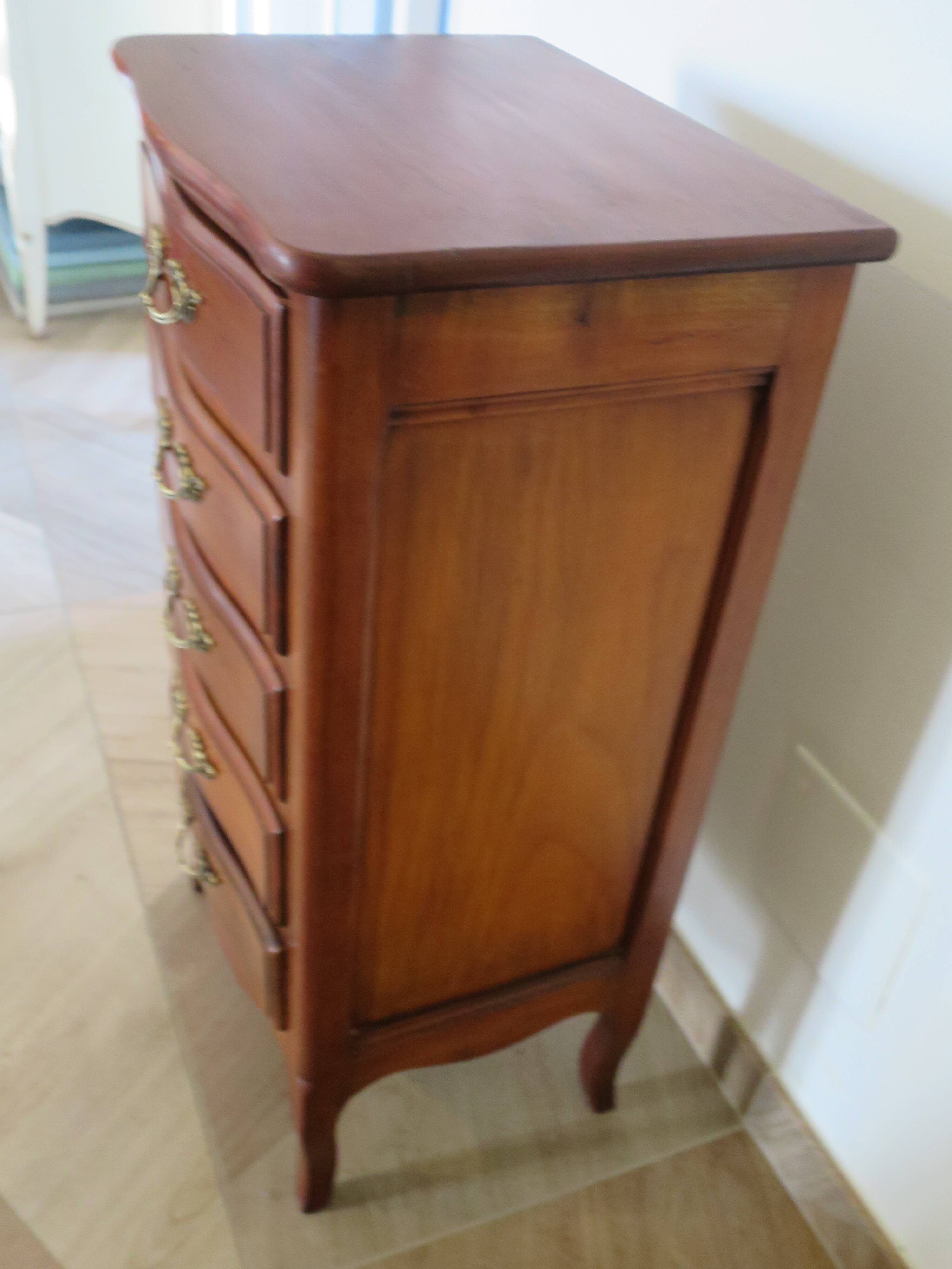 Small weekly organizer - small chest of drawers - 5 drawers - Louis XV style - cherry color