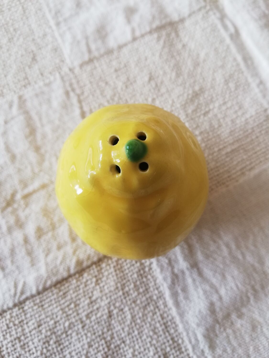 Vintage lemon-shaped ceramic salt shaker