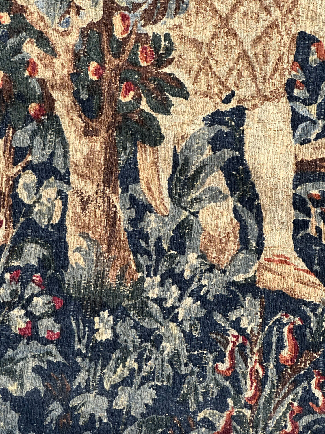 Vintage tapestry hand-screen printed in France