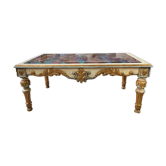 Baroque style coffee table colored glass