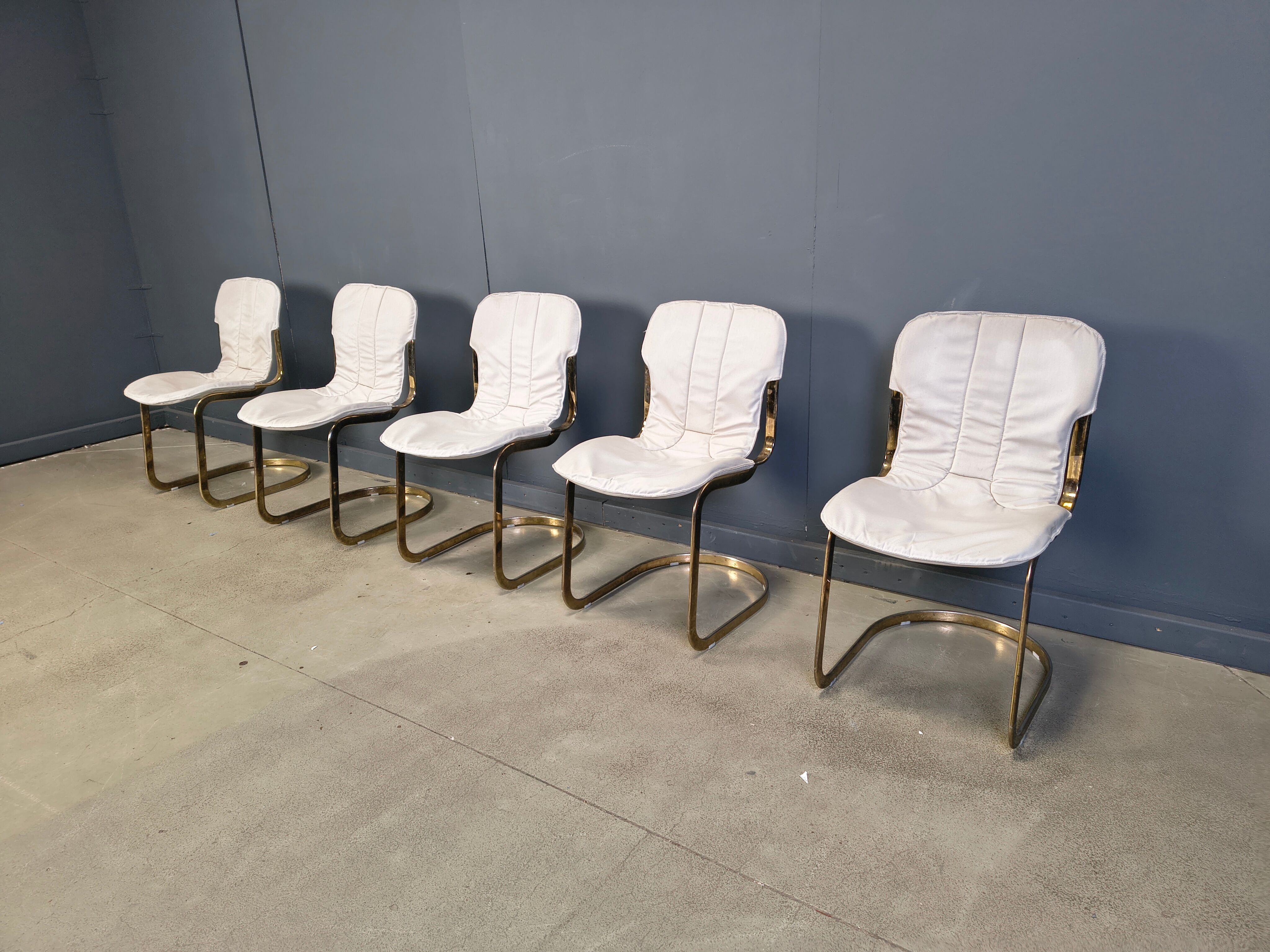 Vintage dining chairs by Willy Rizzo for Cidue set of 5, 1970s