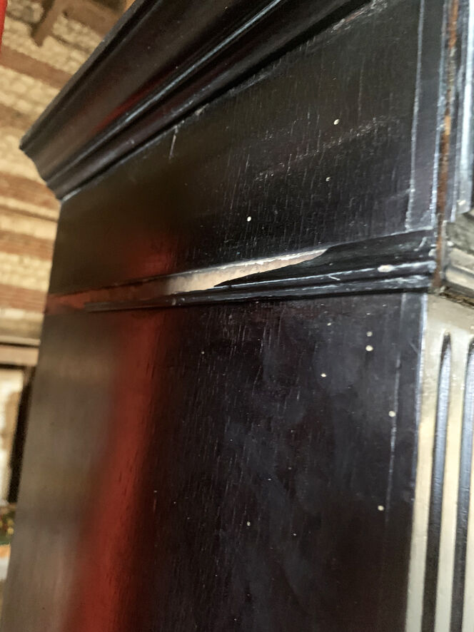 Old black wood showcase