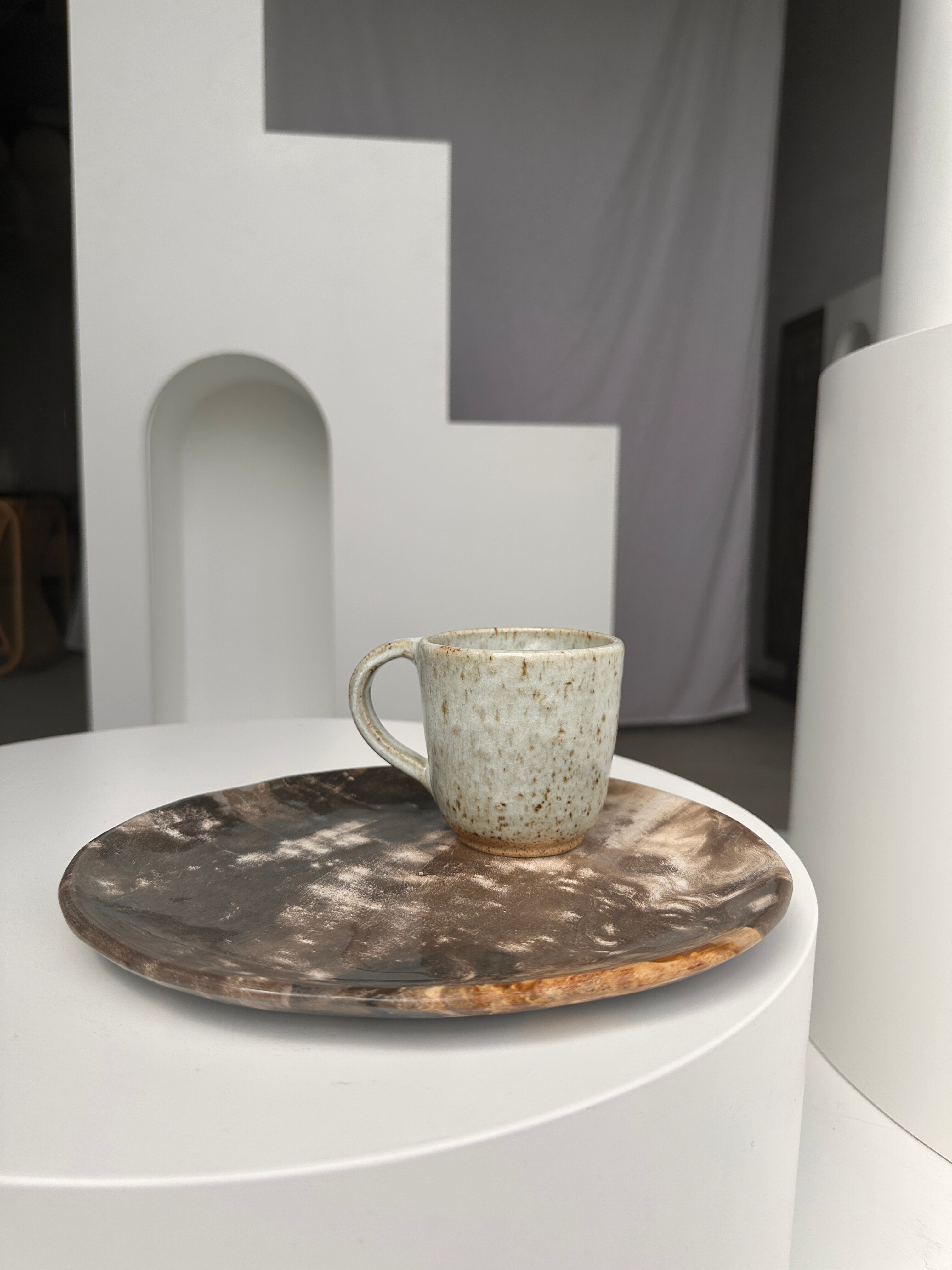 Dish in petrified wood