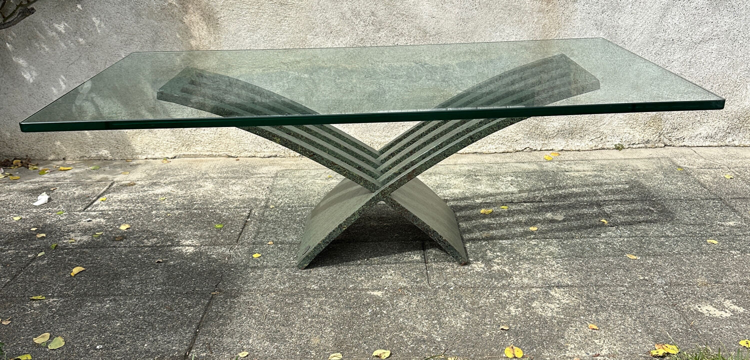 Vintage design coffee table in glass and bronze Vvv Valenti