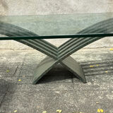 Vintage design coffee table in glass and bronze Vvv Valenti